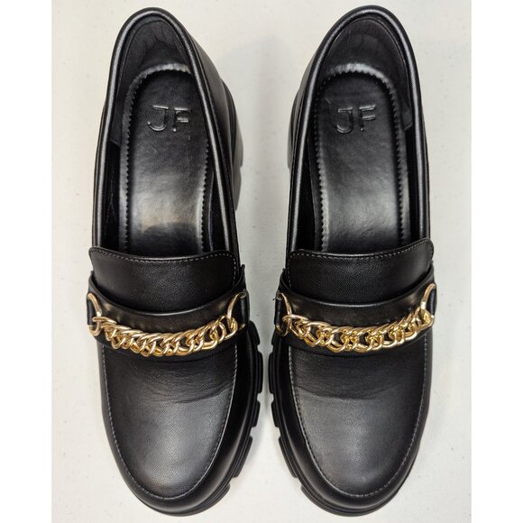 JustFab Leli Chain Detail Chunky Loafer Black & Gold | 7 - Picture 6 of 8